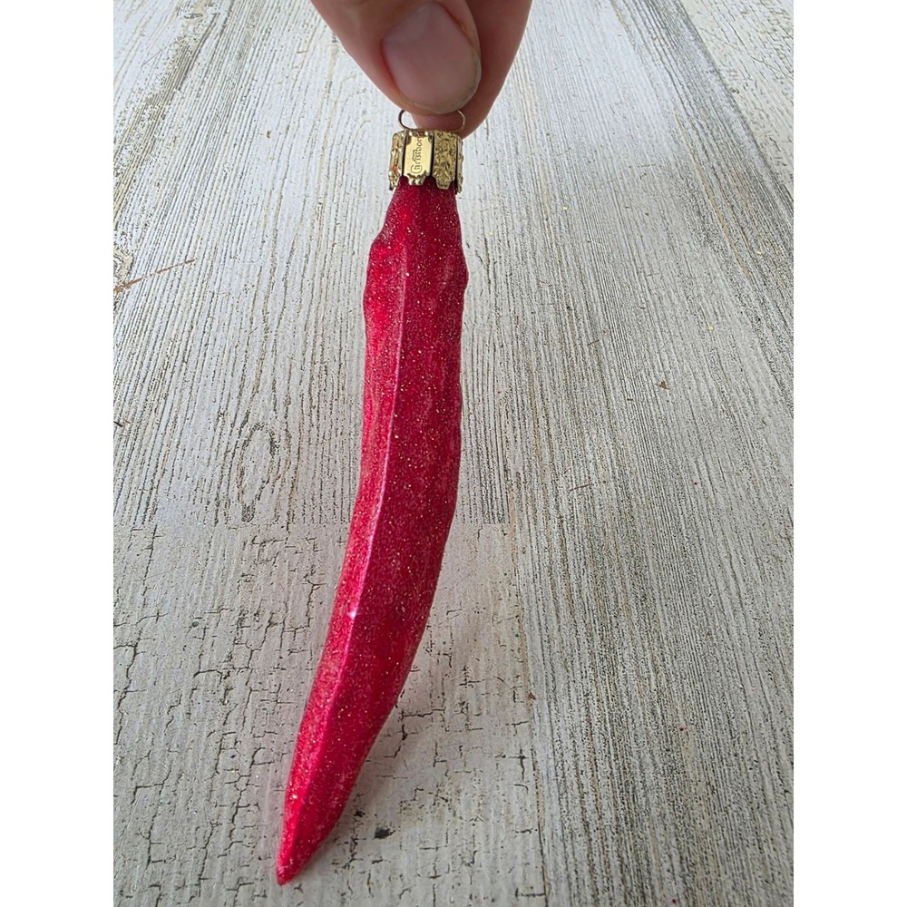 Vintage Christborn‎ glitter pepper vegetable glass ornament fruit kitchen